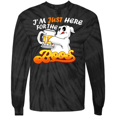 I'm Just Here For the Boos Fun Halloween Tie-Dye Long Sleeve Shirt