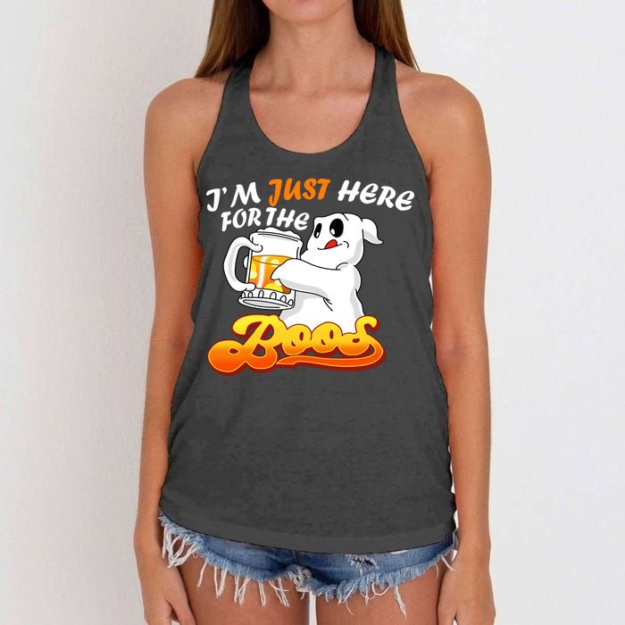 I'm Just Here For the Boos Fun Halloween Women's Knotted Racerback Tank