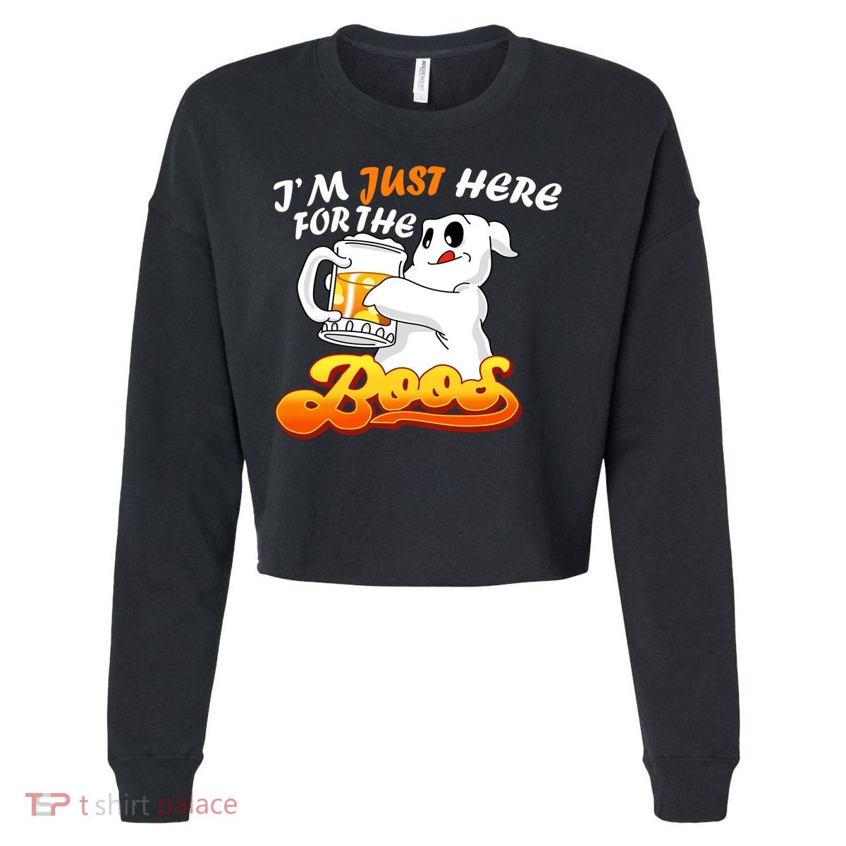 I'm Just Here For the Boos Fun Halloween Cropped Pullover Crew