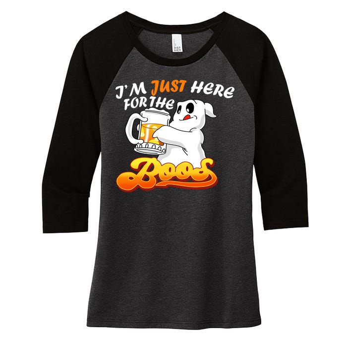 I'm Just Here For the Boos Fun Halloween Women's Tri-Blend 3/4-Sleeve Raglan Shirt