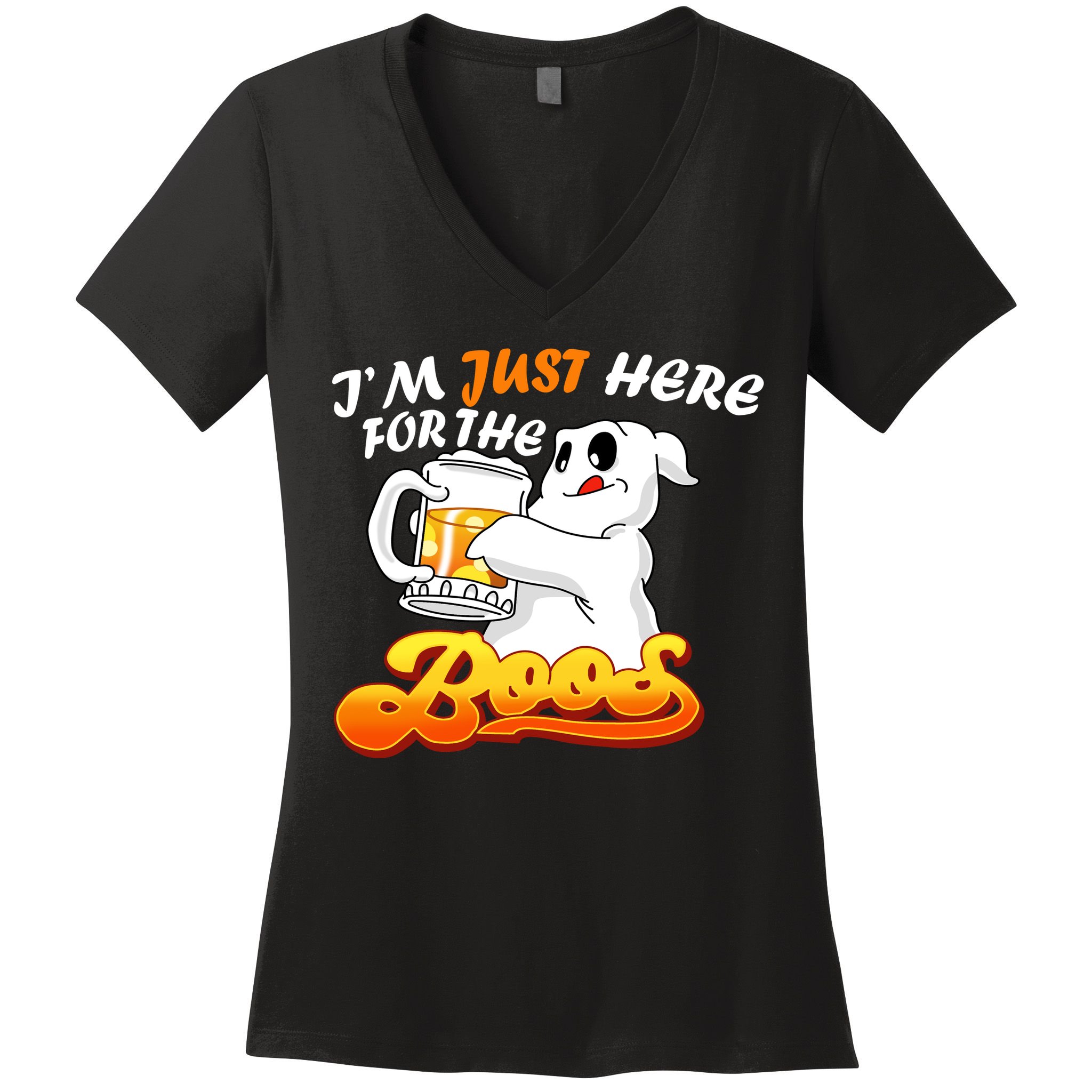I'm Just Here For the Boos Fun Halloween Women's V-Neck T-Shirt