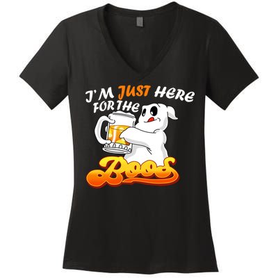 I'm Just Here For the Boos Fun Halloween Women's V-Neck T-Shirt