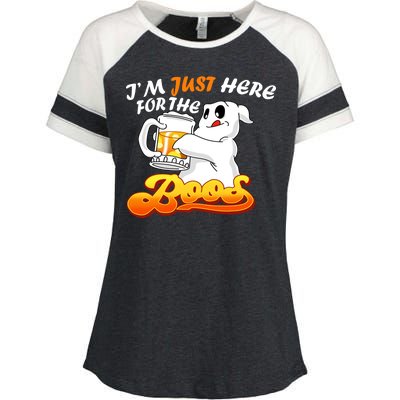 I'm Just Here For the Boos Fun Halloween Enza Ladies Jersey Colorblock Tee