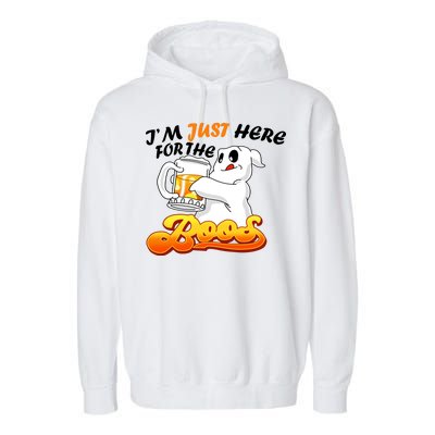 I'm Just Here For the Boos Fun Halloween Garment-Dyed Fleece Hoodie