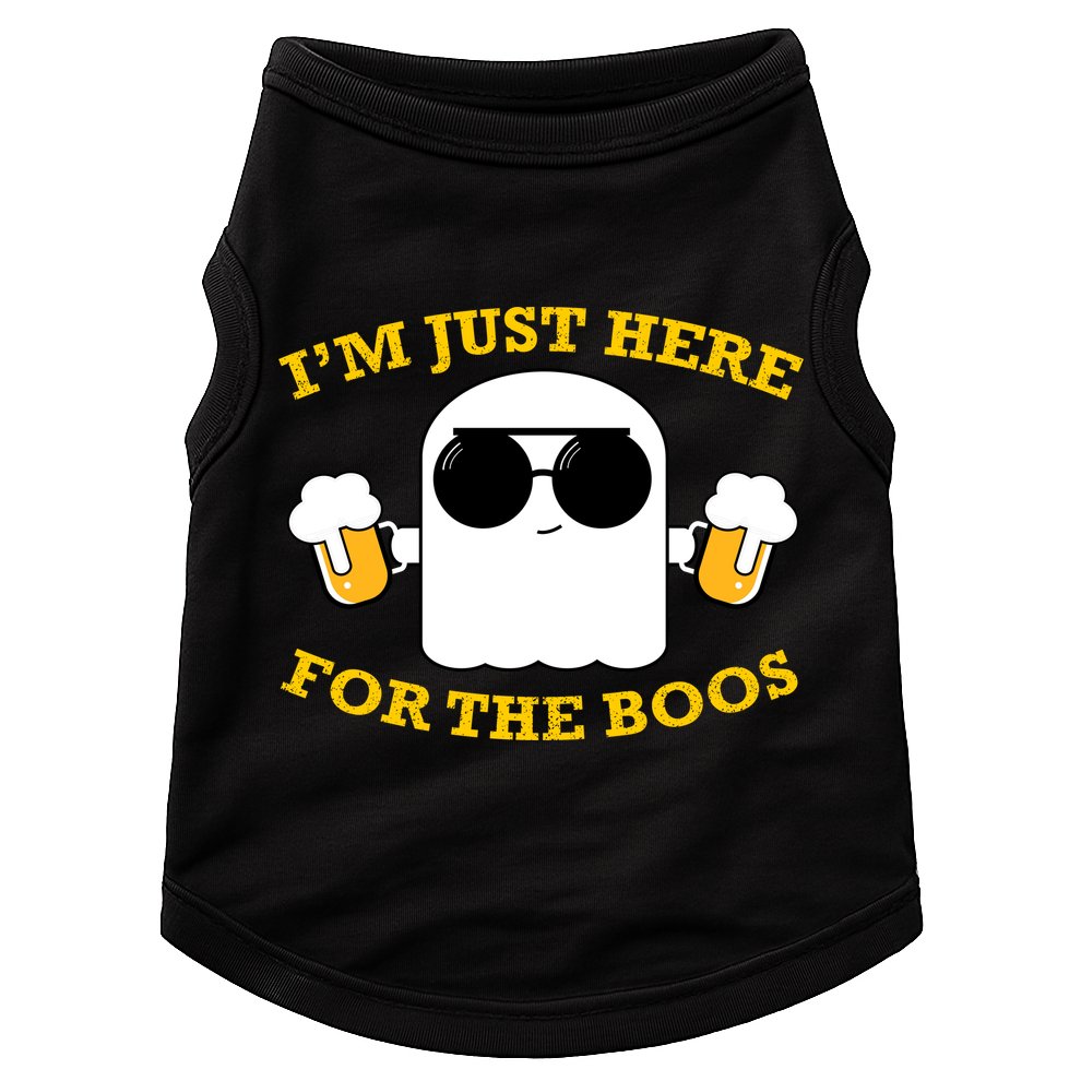 I'm Just Here for the Boos Funny Halloween Beer Ghost Emoji Doggie Tank