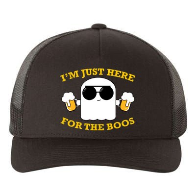 I'm Just Here for the Boos Funny Halloween Beer Ghost Emoji Yupoong Adult 5-Panel Trucker Hat