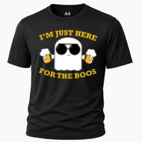 I'm Just Here for the Boos Funny Halloween Beer Ghost Emoji Cooling Performance Crew T-Shirt