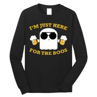 I'm Just Here for the Boos Funny Halloween Beer Ghost Emoji Long Sleeve Shirt