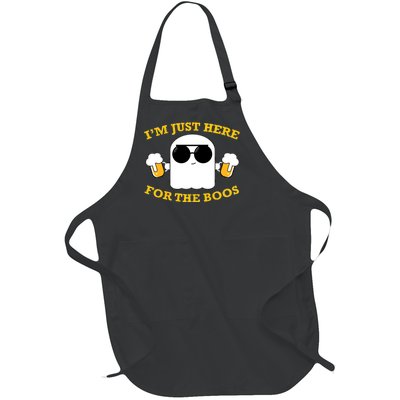 I'm Just Here for the Boos Funny Halloween Beer Ghost Emoji Full-Length Apron With Pockets