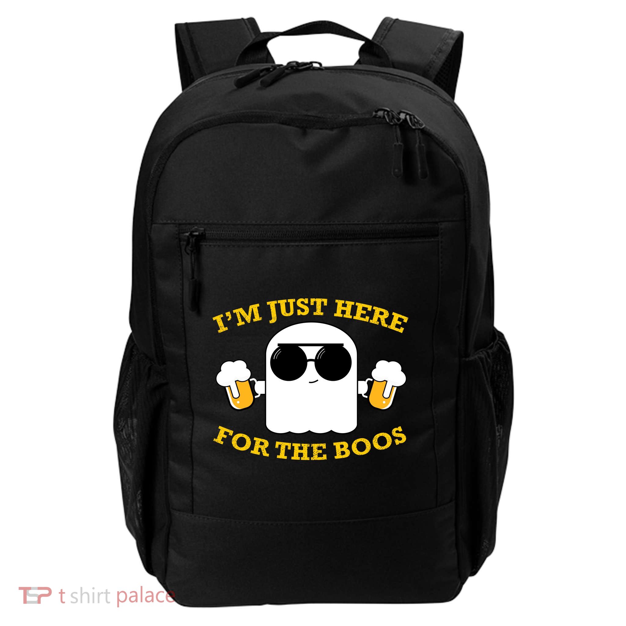 I'm Just Here for the Boos Funny Halloween Beer Ghost Emoji Daily Commute Backpack