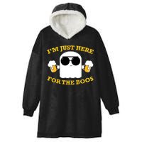 I'm Just Here for the Boos Funny Halloween Beer Ghost Emoji Hooded Wearable Blanket