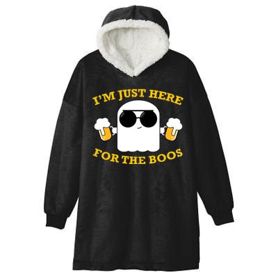 I'm Just Here for the Boos Funny Halloween Beer Ghost Emoji Hooded Wearable Blanket