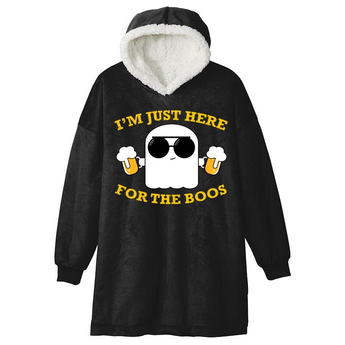 I'm Just Here for the Boos Funny Halloween Beer Ghost Emoji Hooded Wearable Blanket