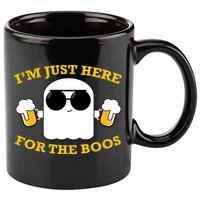 I'm Just Here for the Boos Funny Halloween Beer Ghost Emoji 11oz C Handle Ceramic Mug