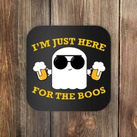 I'm Just Here for the Boos Funny Halloween Beer Ghost Emoji Coaster