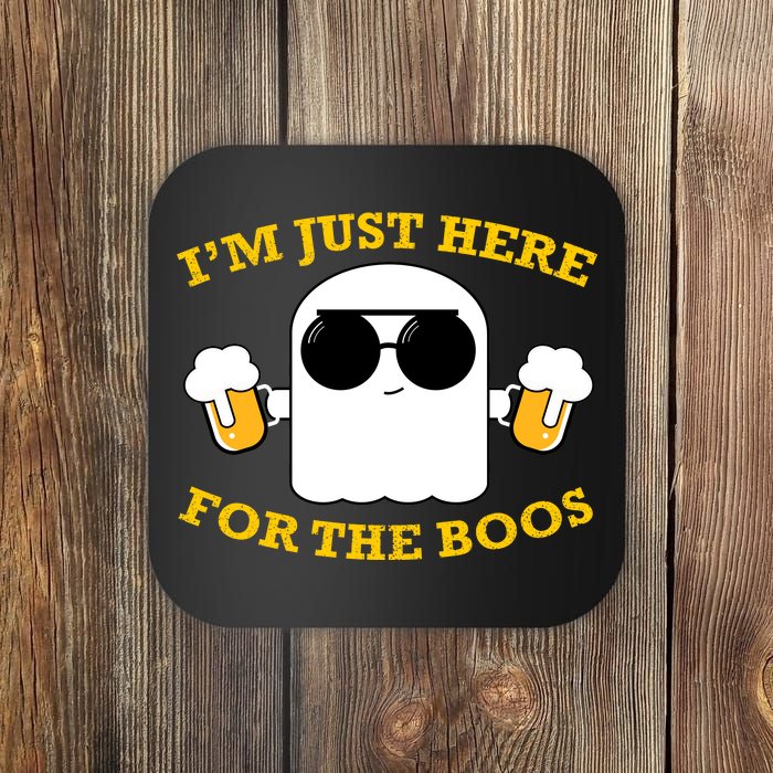 I'm Just Here for the Boos Funny Halloween Beer Ghost Emoji Coaster