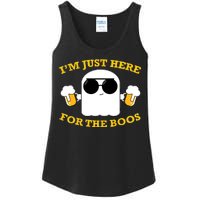 I'm Just Here for the Boos Funny Halloween Beer Ghost Emoji Ladies Essential Tank