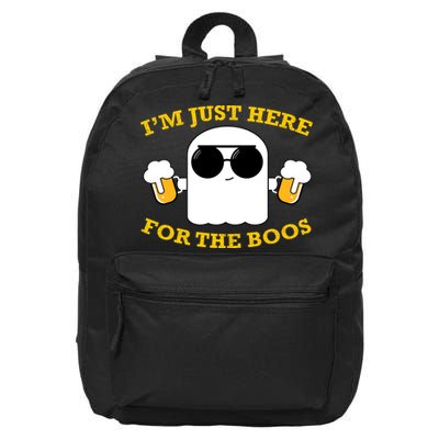 I'm Just Here for the Boos Funny Halloween Beer Ghost Emoji 16 in Basic Backpack