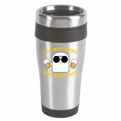 I'm Just Here for the Boos Funny Halloween Beer Ghost Emoji 16oz Travel Tumbler