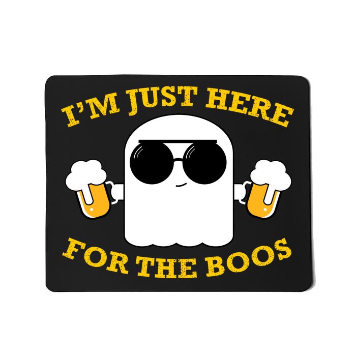 I'm Just Here for the Boos Funny Halloween Beer Ghost Emoji Mousepad