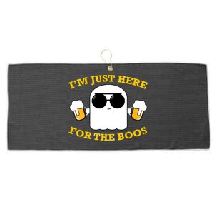 I'm Just Here for the Boos Funny Halloween Beer Ghost Emoji Large Microfiber Waffle Golf Towel