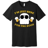 I'm Just Here for the Boos Funny Halloween Beer Ghost Emoji Premium T-Shirt