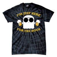 I'm Just Here for the Boos Funny Halloween Beer Ghost Emoji Tie-Dye T-Shirt