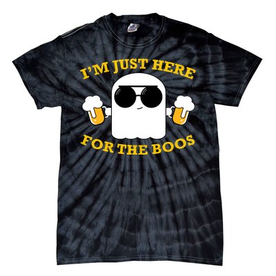 I'm Just Here for the Boos Funny Halloween Beer Ghost Emoji Tie-Dye T-Shirt