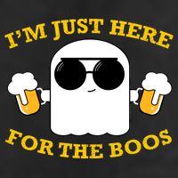 I'm Just Here for the Boos Funny Halloween Beer Ghost Emoji Trucker Hat
