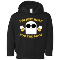 I'm Just Here for the Boos Funny Halloween Beer Ghost Emoji Toddler Hoodie