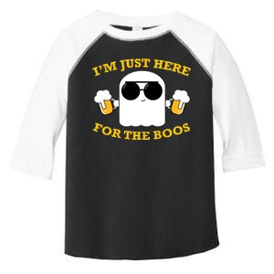 I'm Just Here for the Boos Funny Halloween Beer Ghost Emoji Toddler Fine Jersey T-Shirt