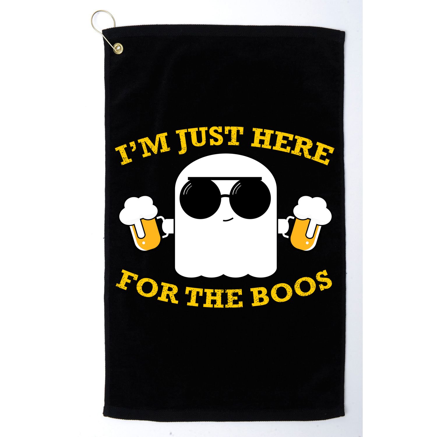 I'm Just Here for the Boos Funny Halloween Beer Ghost Emoji Golf Towel