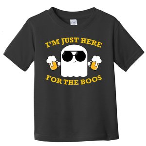 I'm Just Here for the Boos Funny Halloween Beer Ghost Emoji Toddler T-Shirt