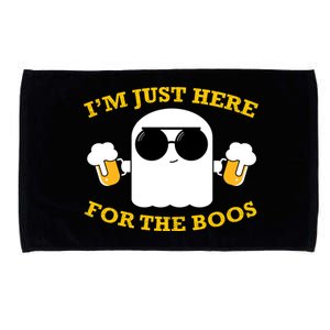 I'm Just Here for the Boos Funny Halloween Beer Ghost Emoji Microfiber Hand Towel