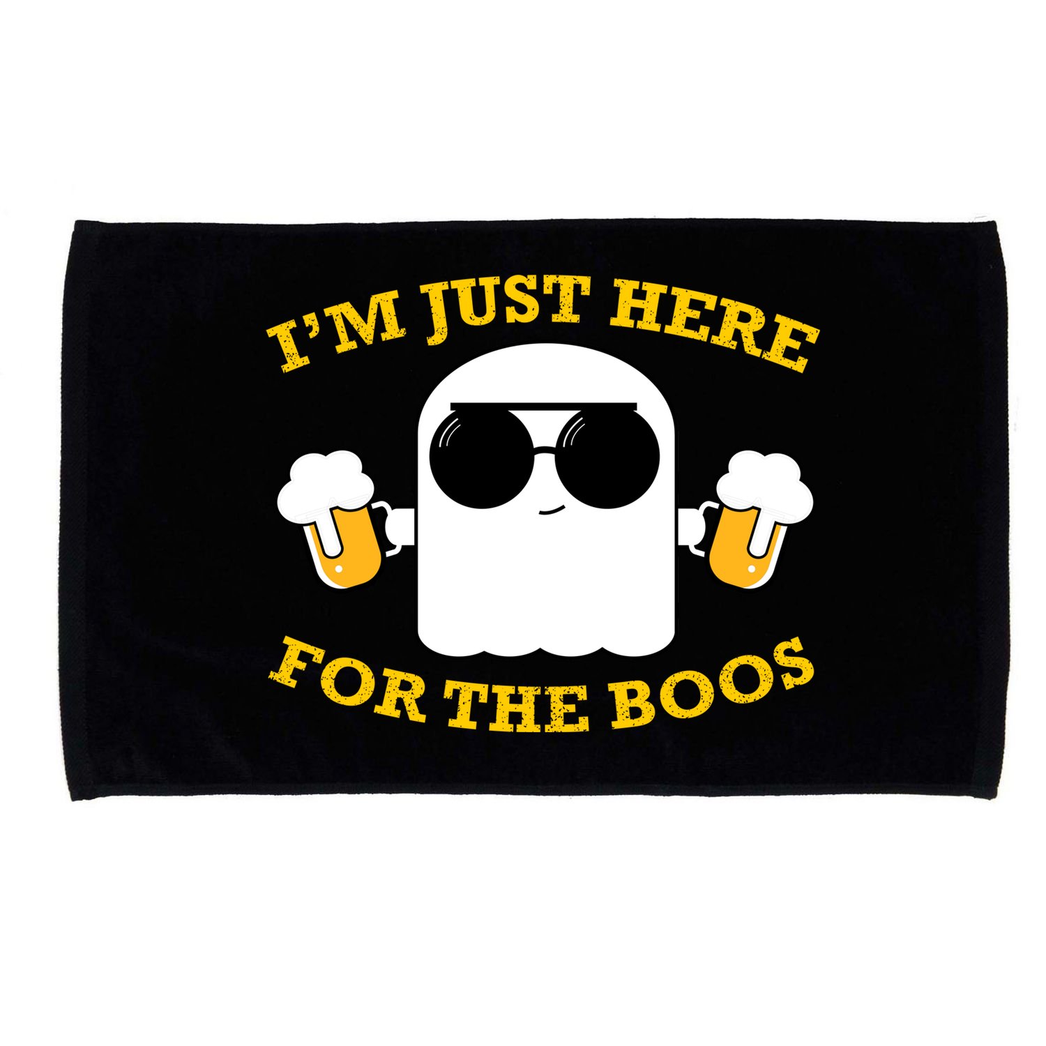 I'm Just Here for the Boos Funny Halloween Beer Ghost Emoji Microfiber Hand Towel