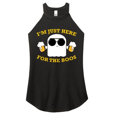 I'm Just Here for the Boos Funny Halloween Beer Ghost Emoji Women's Perfect Tri Rocker Tank