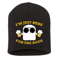 I'm Just Here for the Boos Funny Halloween Beer Ghost Emoji Short Acrylic Beanie