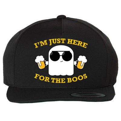 I'm Just Here for the Boos Funny Halloween Beer Ghost Emoji Wool Snapback Cap