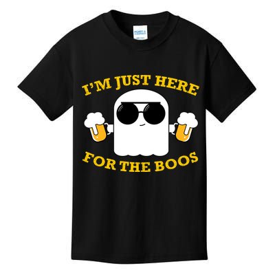 I'm Just Here for the Boos Funny Halloween Beer Ghost Emoji Kids T-Shirt