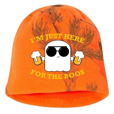 I'm Just Here for the Boos Funny Halloween Beer Ghost Emoji Kati - Camo Knit Beanie