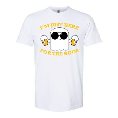 I'm Just Here for the Boos Funny Halloween Beer Ghost Emoji Softstyle® CVC T-Shirt