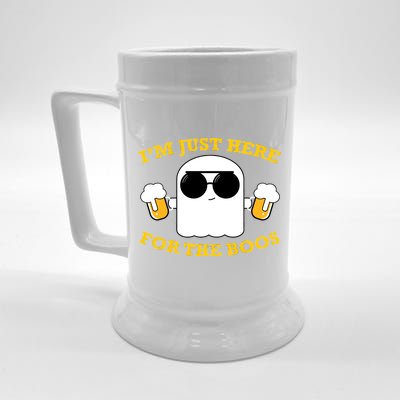 I'm Just Here for the Boos Funny Halloween Beer Ghost Emoji Beer Stein