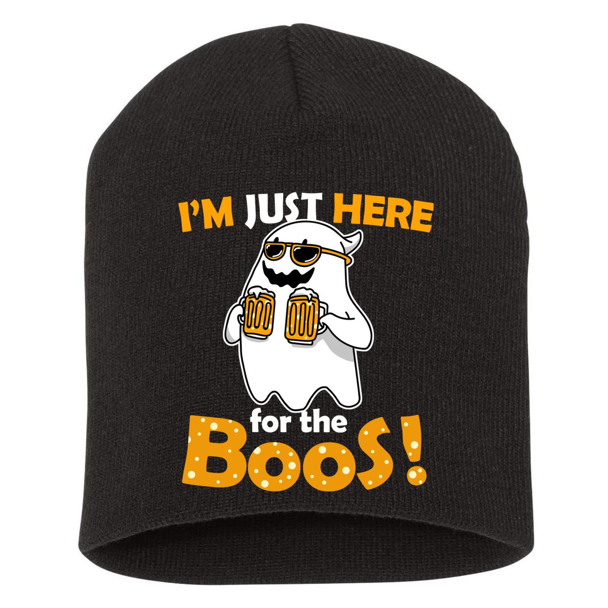 I'm Just Here For The Boos! Halloween Short Acrylic Beanie