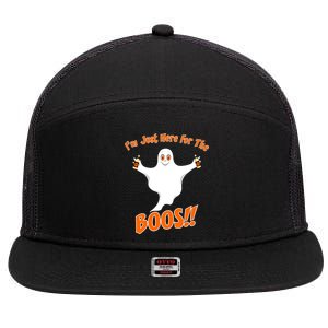 I'm Just Here For The Boos! Halloween Ghost 7 Panel Mesh Trucker Snapback Hat