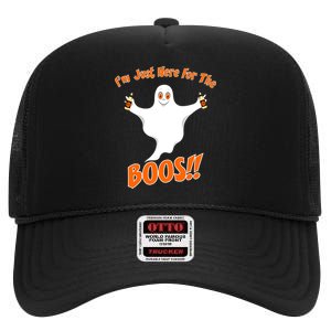 I'm Just Here For The Boos! Halloween Ghost High Crown Mesh Back Trucker Hat