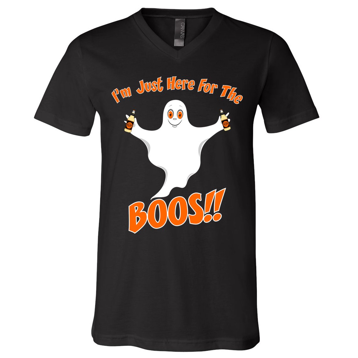 I'm Just Here For The Boos! Halloween Ghost V-Neck T-Shirt