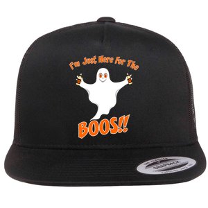 I'm Just Here For The Boos! Halloween Ghost Flat Bill Trucker Hat