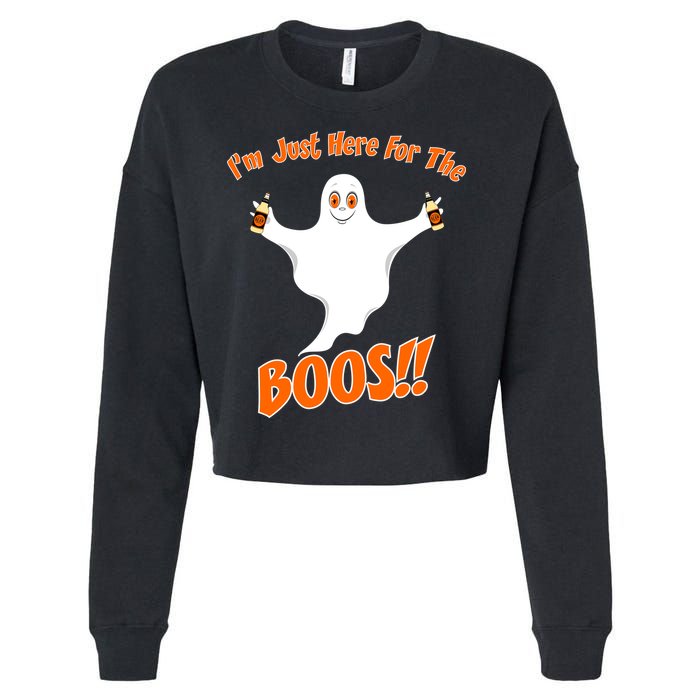 I'm Just Here For The Boos! Halloween Ghost Cropped Pullover Crew
