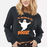 I'm Just Here For The Boos! Halloween Ghost Cropped Pullover Crew