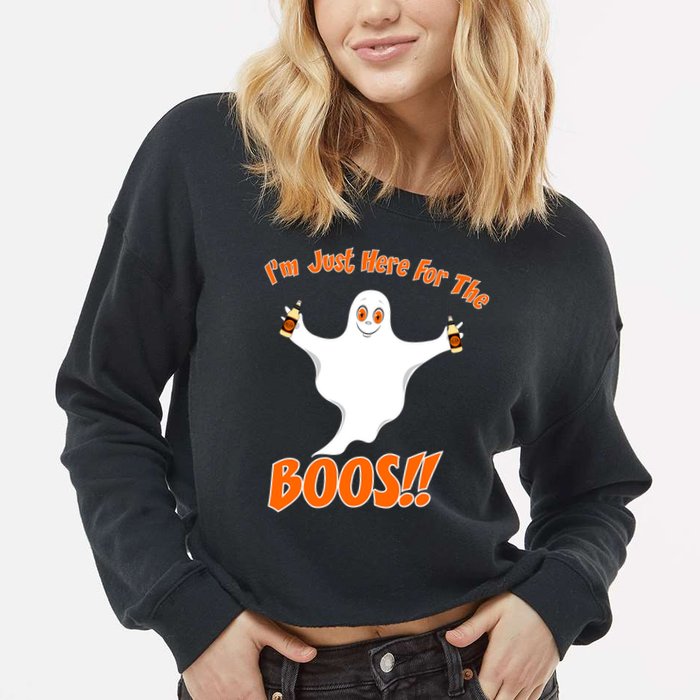 I'm Just Here For The Boos! Halloween Ghost Cropped Pullover Crew